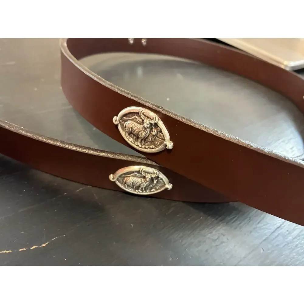 Brown Genuine Leather Belt with 4 Deer Hunting Conchos Size 46